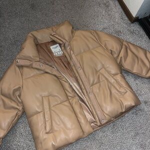 abercrombie vegan leather puffer